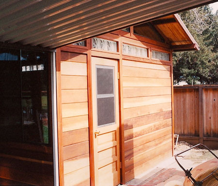 Workshop with glass block windows